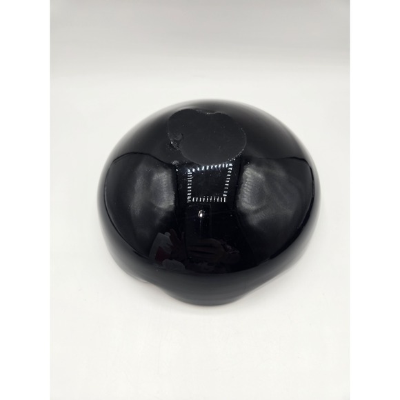 Murano Art Glass Bowl Black Swirl Aventurine Confetti Scalloped Rim 6" - Picture 8 of 8